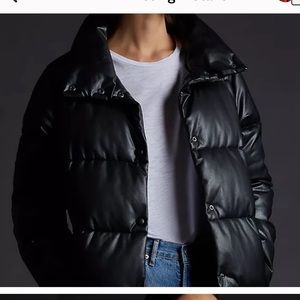 Avec Les Filles Long Faux Leather Maxi Puffer Coat